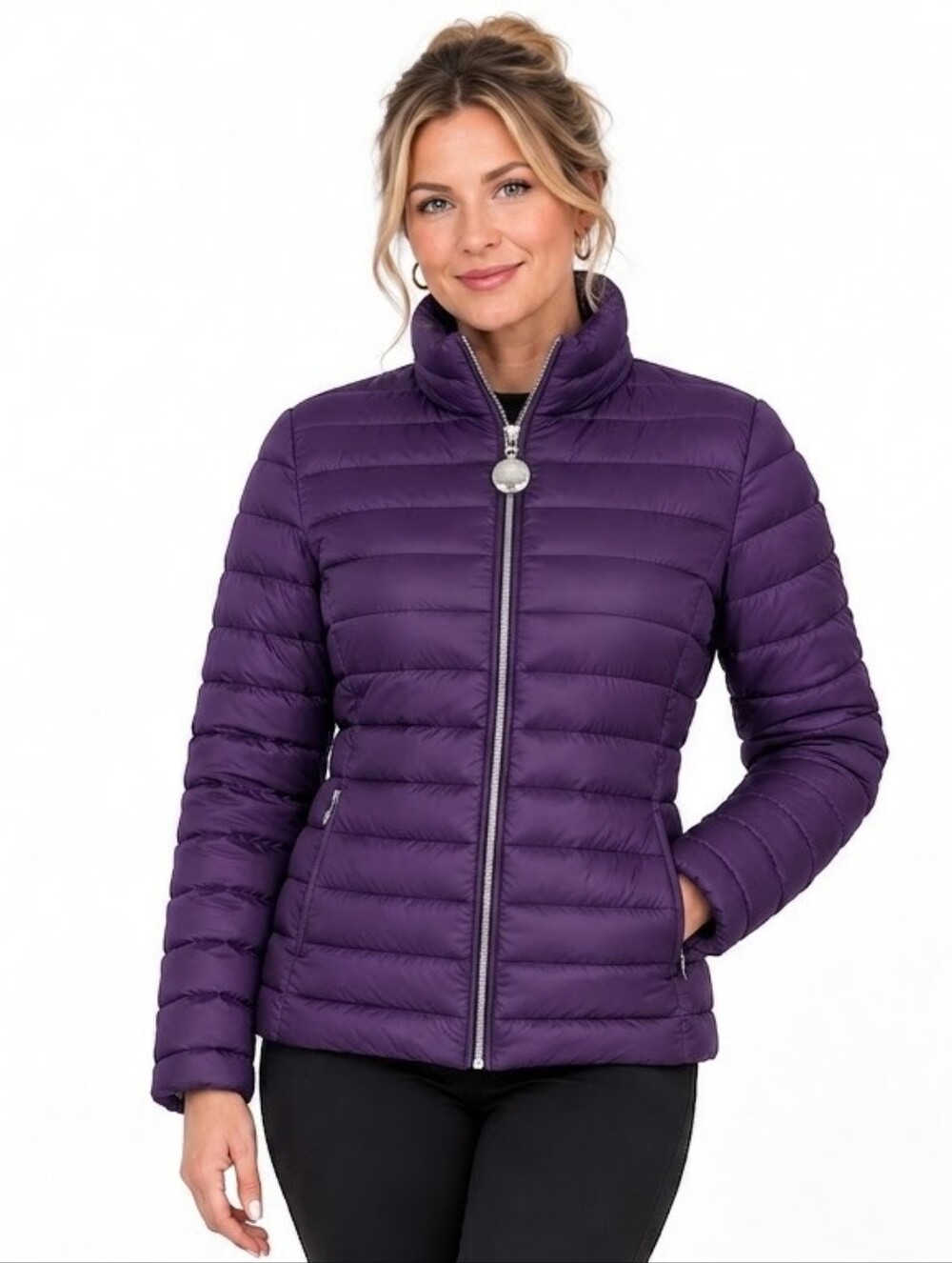 Calvin Klein Lightweight Packable Down Blend Quilted Purple Small Puffer Jacket